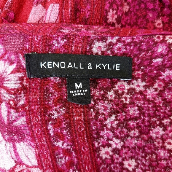 Kendall & Kylie Red Paisley Long Sleeve V-Neck Romper Sz M - Picture 6 of 16